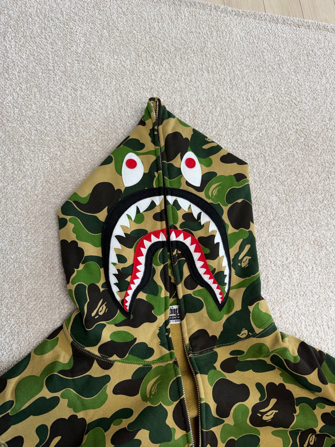 베이프 카모 세퍼레이트 샤크 풀 집 후드 그린(XL) 상품이미지5