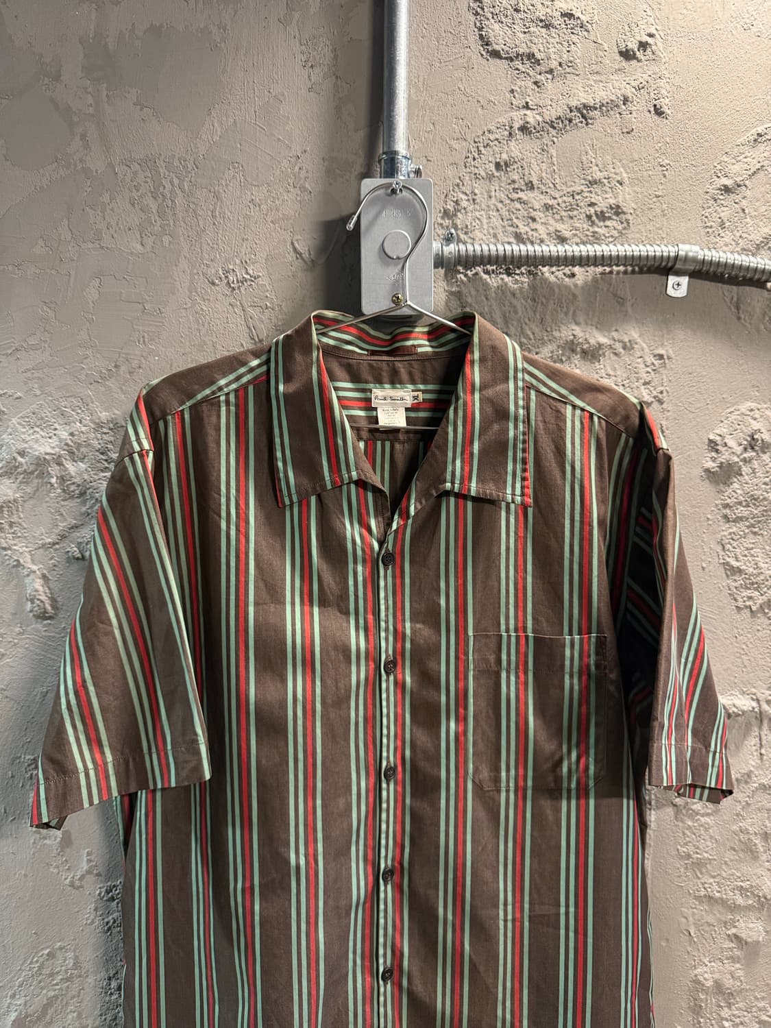 XL 폴스미스 PAUL SMITH 멀티 스트라이프 반팔 셔츠 브라운 상품이미지4