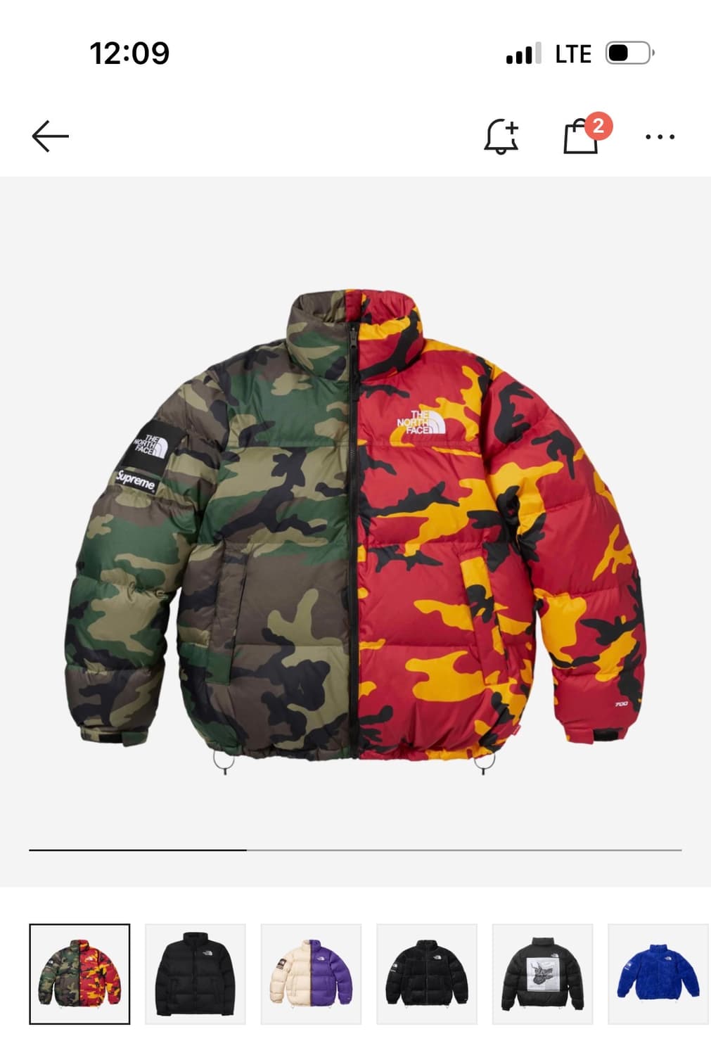 슈프림 노스페이스 카모 스플릿 눕시 L사이즈 상품이미지1