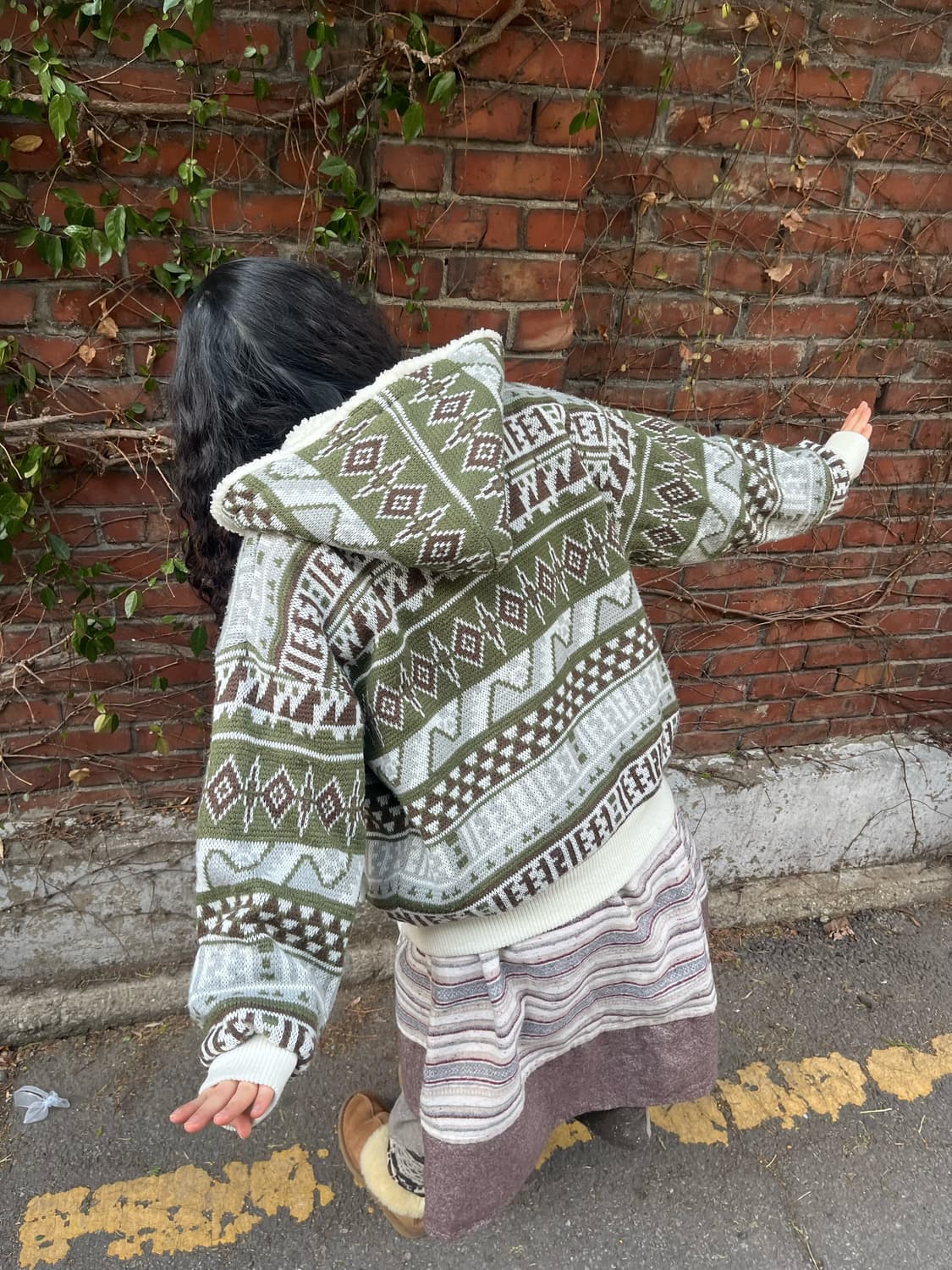 초코 나무 양털 후드 집업 아우터 상품이미지7