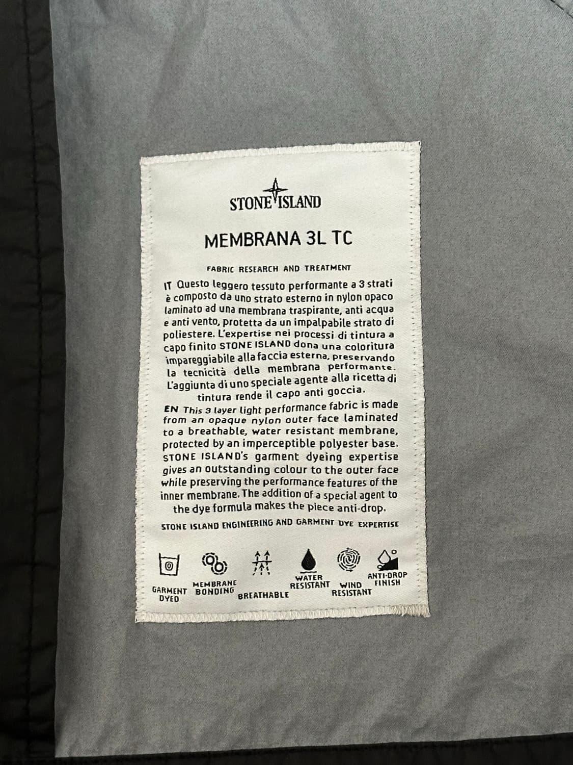 스톤아일랜드 멤브라나 브리더블 워터 자켓 25ss L(105) 상품이미지2