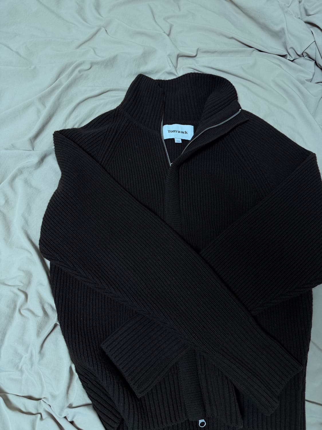 토니웩 메리노 울 니트집업 브라운 상품이미지1