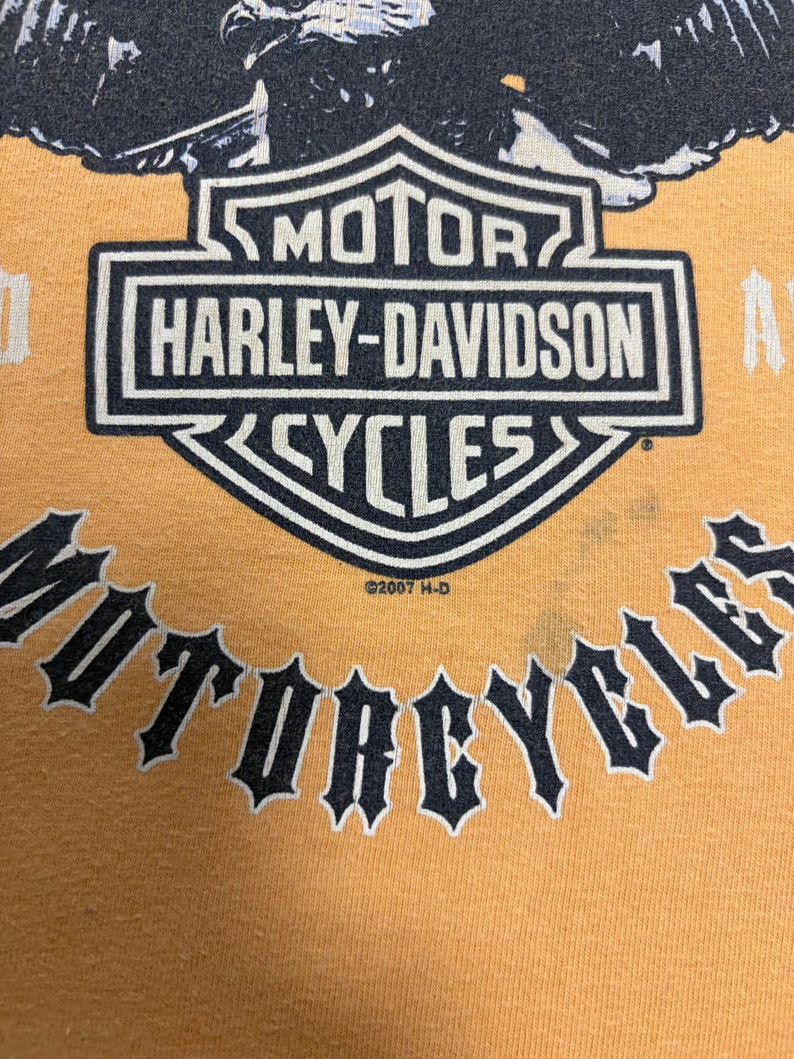 2XL) 할리데이비슨 MADE IN USA 2007 반팔 티셔츠 노랑 상품이미지6