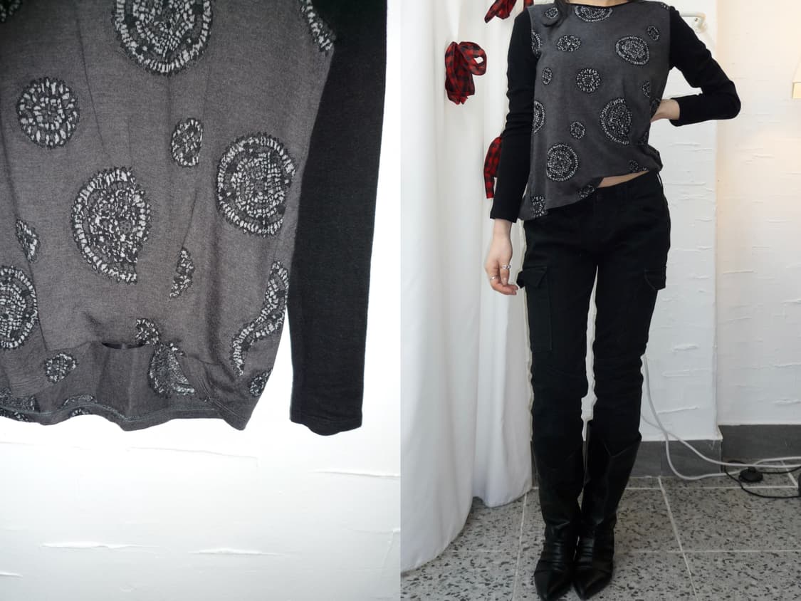 folded hem charcoal long sleeveless 상품이미지1