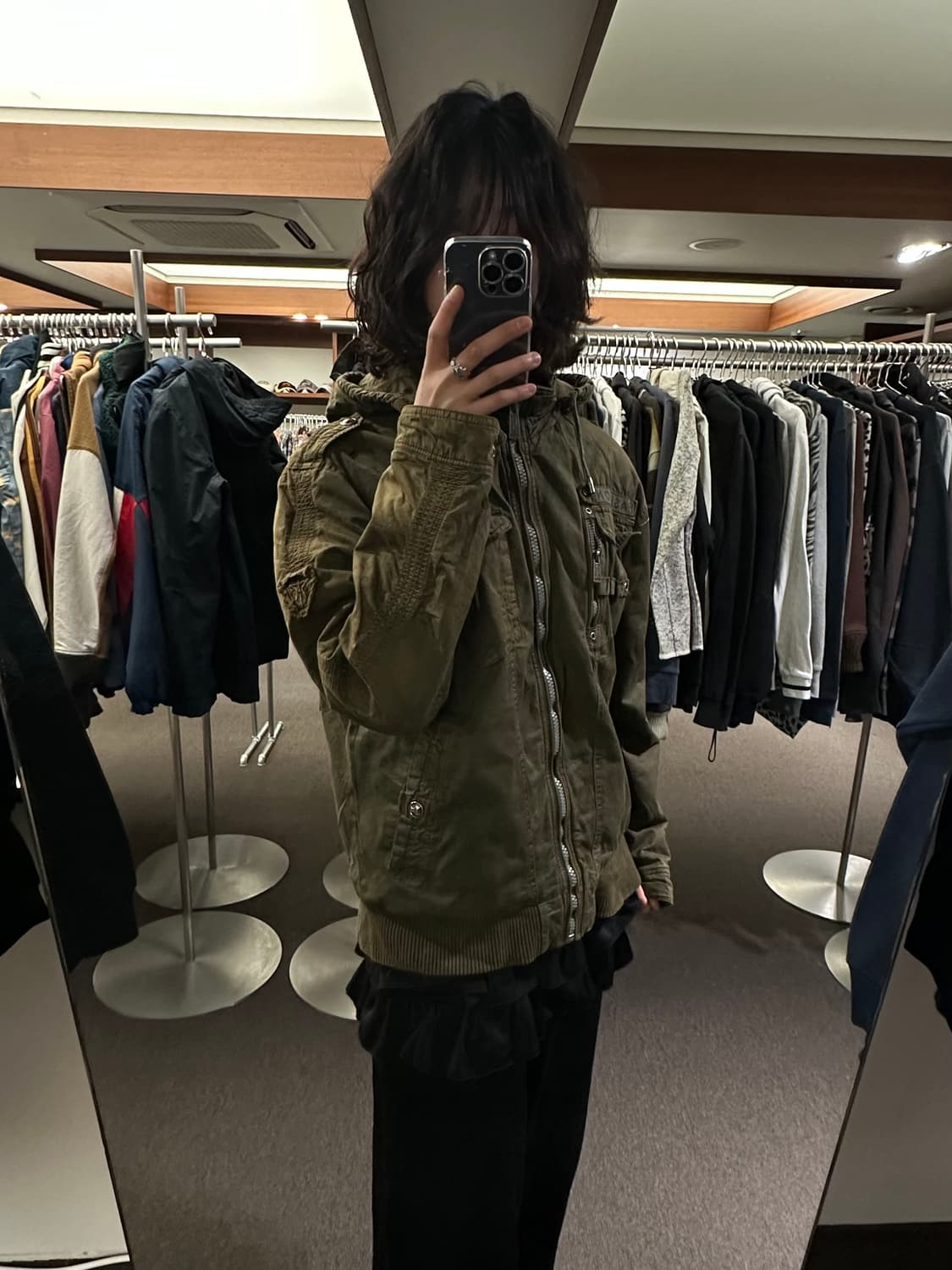 2XL)P-STONE 빈티지 밀리터리 후드 야상 자켓 상품이미지1