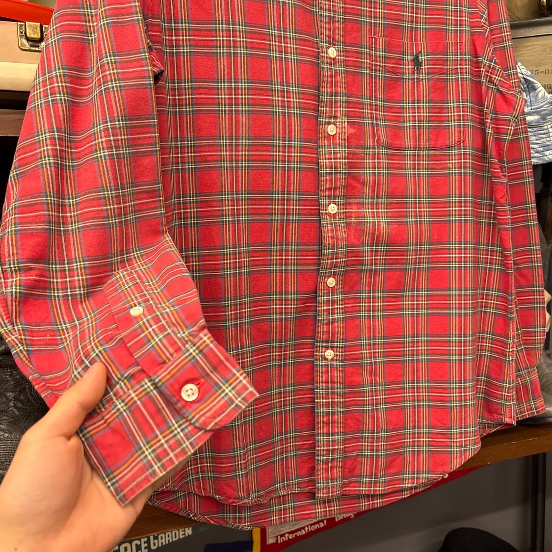 신형라벨 폴로 랄프로렌 레드 타탄체크 버튼다운 셔츠 N751 상품이미지4