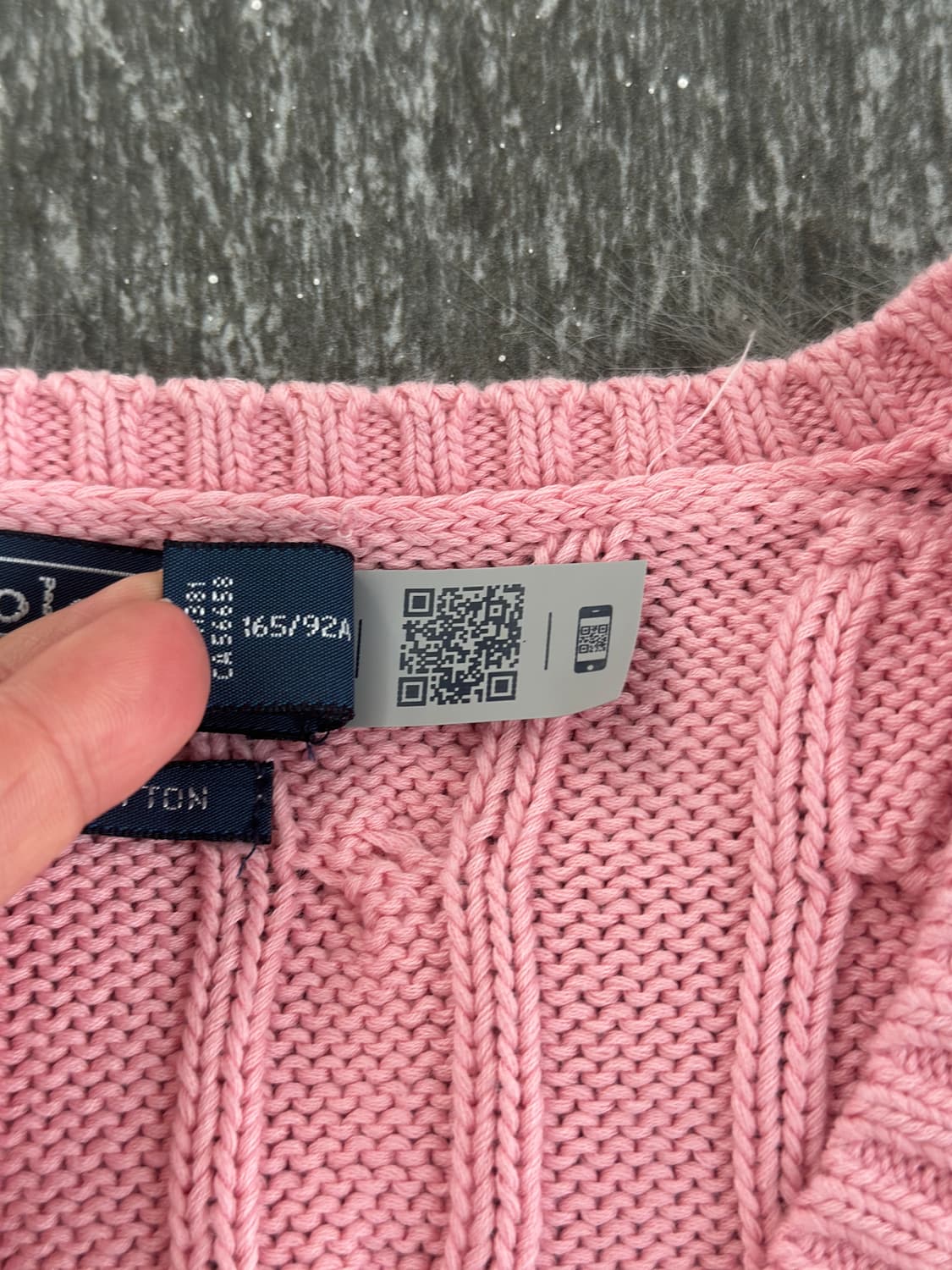 폴로 랄프로렌 연핑크 V넥 피마코튼 케이블 니트  상품이미지9