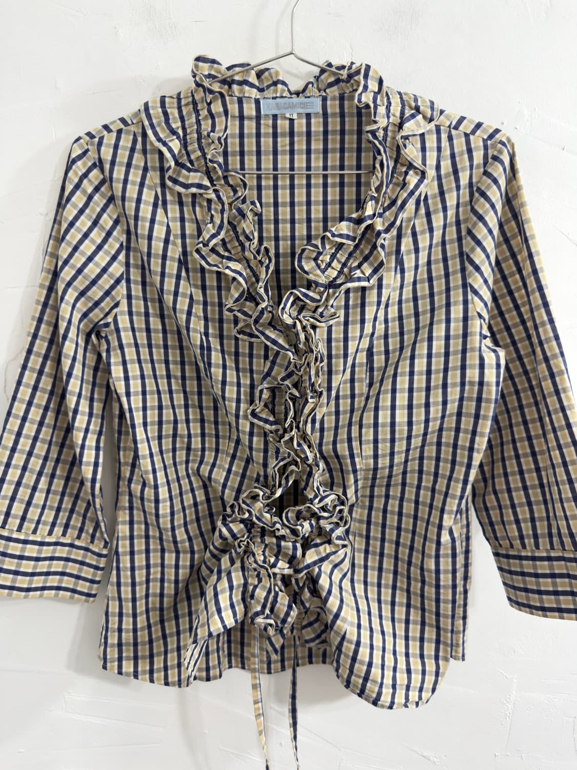 nara camicie frill check shirt 상품이미지2