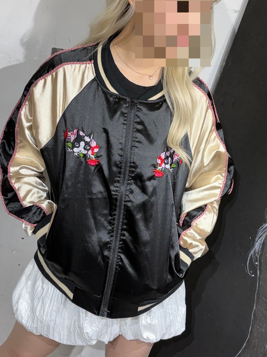 JPN 일본 빈티지 뱅퀴시 시부야 자수 사틴 스카쟌 수니베어 스카잔 상품이미지6