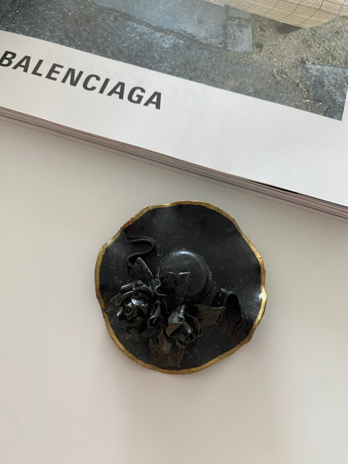 일본 수입 빈티지 플라워 모자모양 브로치 상품이미지8