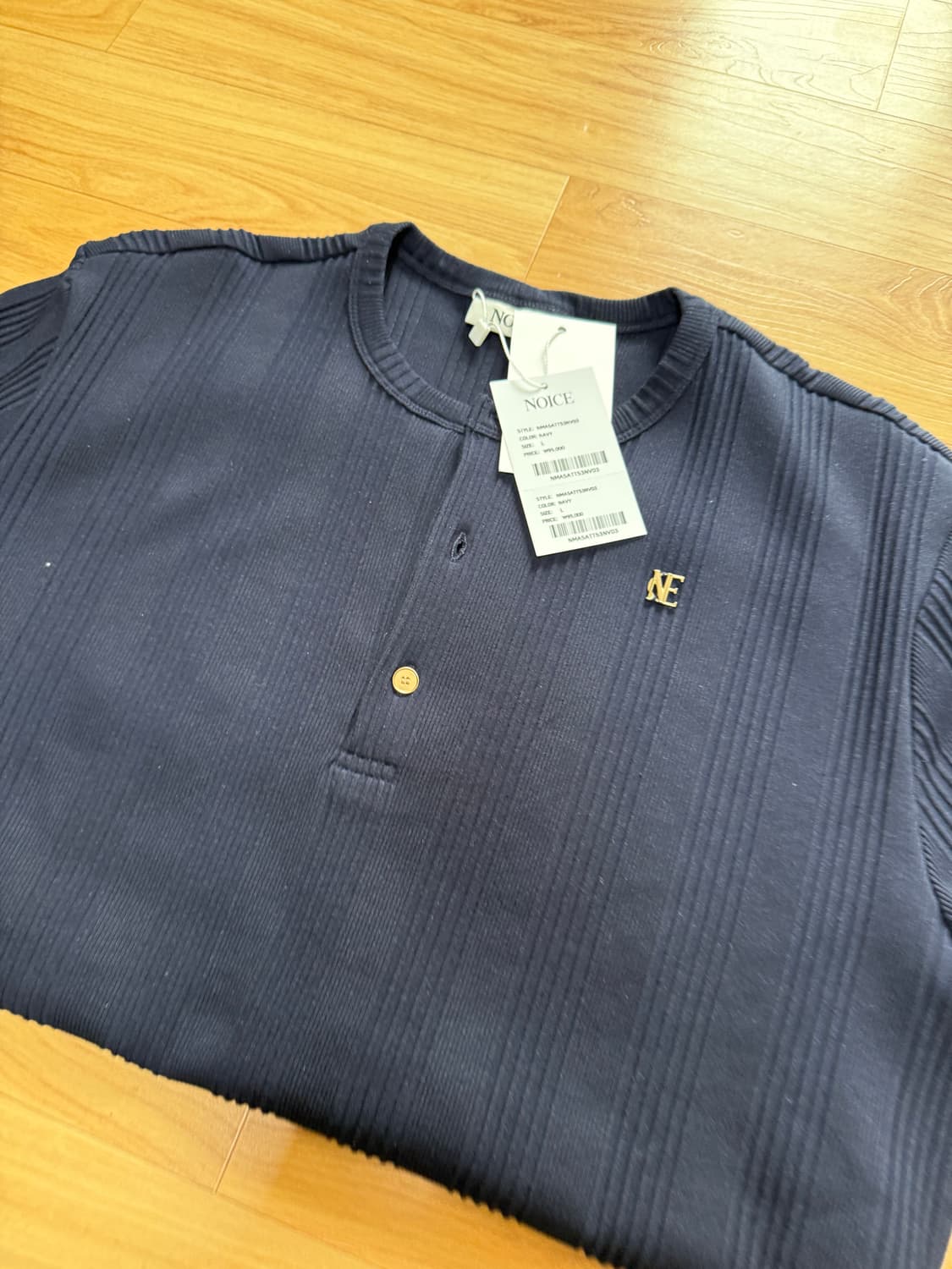 노이스 코튼 헨리넥 네이비 상품이미지2
