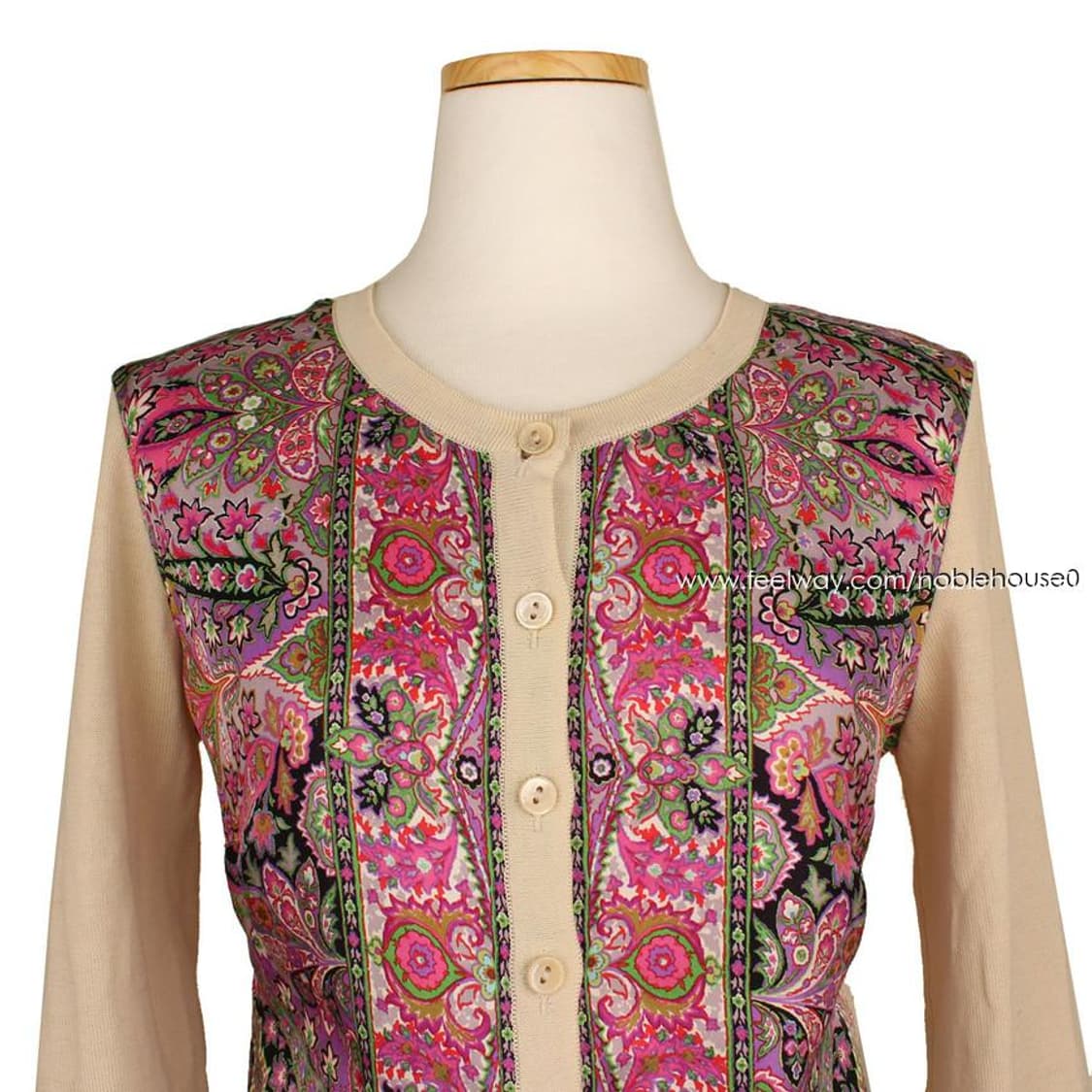 에트로 아이보리 페이즐리 실크 프린팅 가디건(38) 상품이미지6