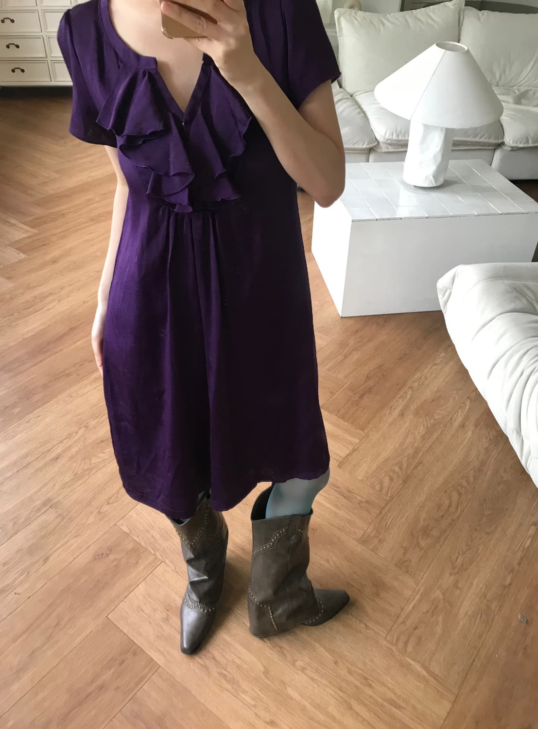 vintage purple ruffle one-piece 상품이미지4