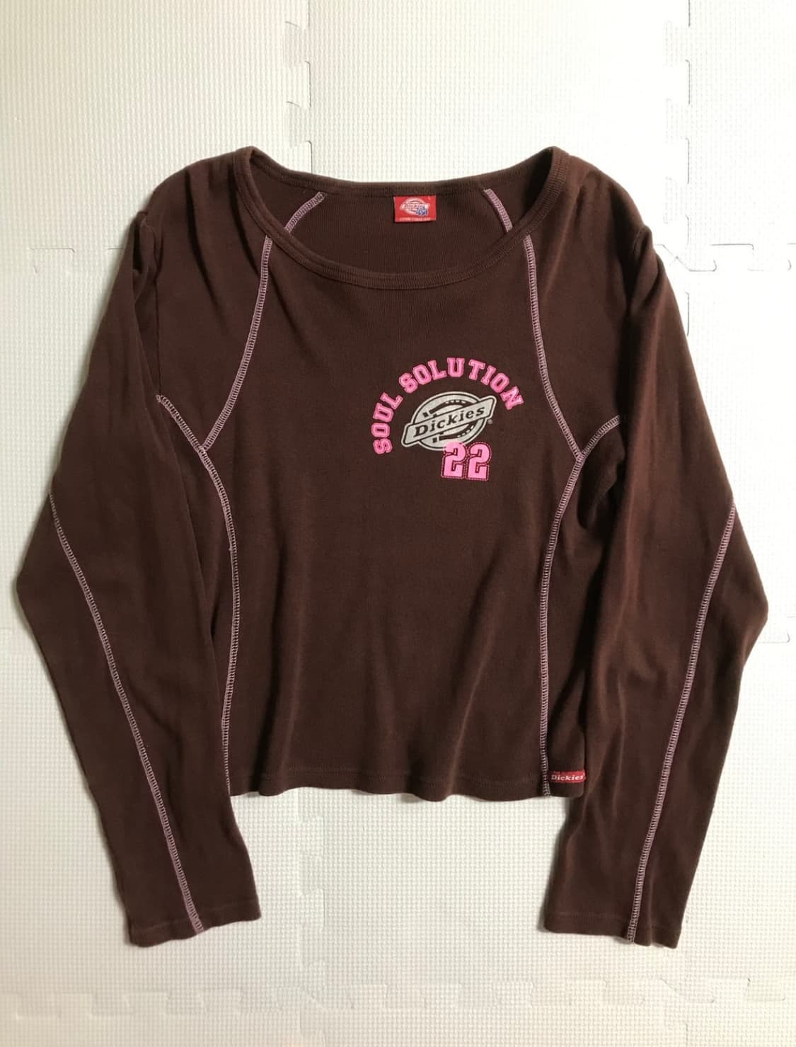 y2k 빈티지 디키즈 보트넥 크롭 롱 슬리브리스 상품이미지1
