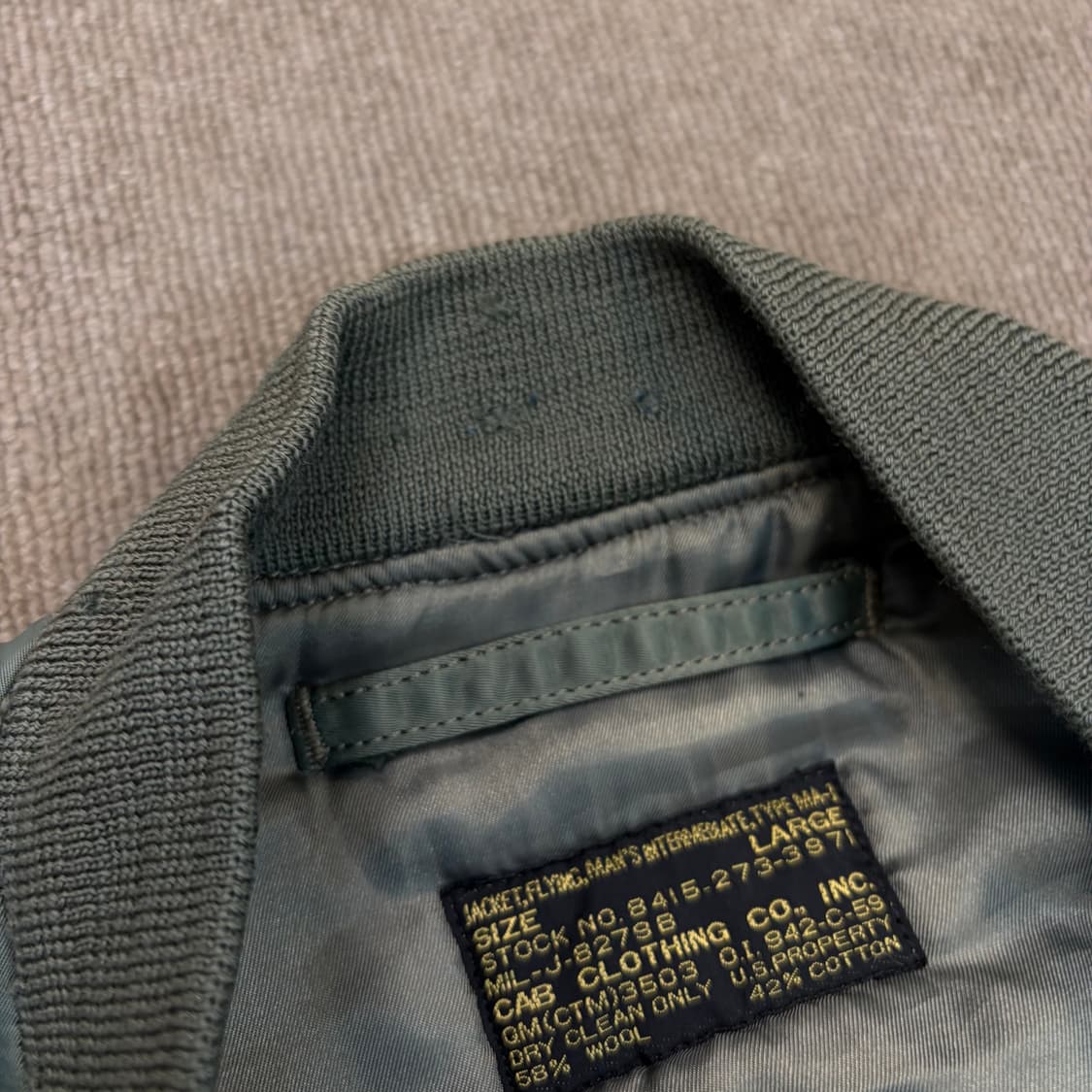 CAB CLOTHING CO us 캡클로딩 ma-1 울파일 항공점퍼  상품이미지3