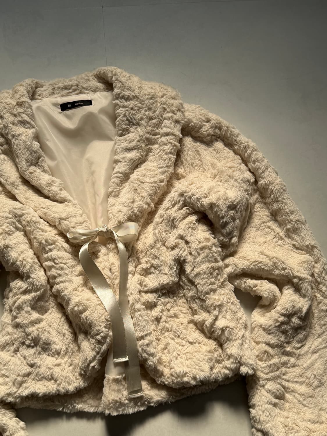 아이보리 리본 퍼 볼레로 자켓 상품이미지2