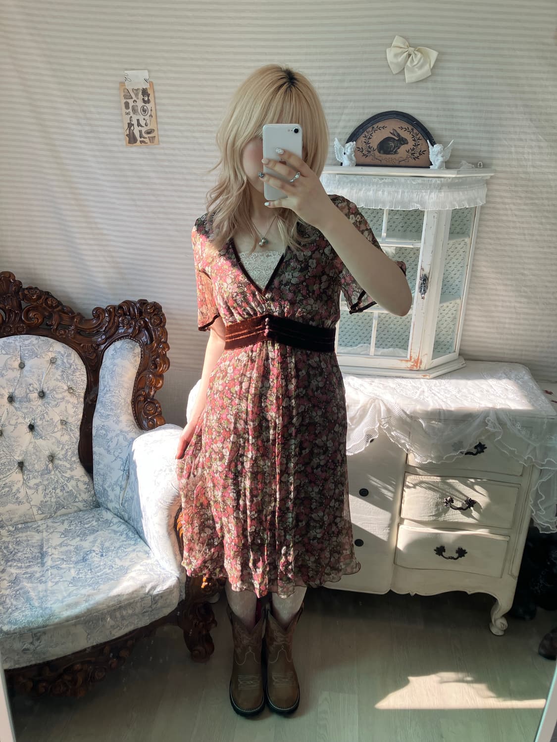 Primo Valore 앤틱 쉬폰 원피스 상품이미지3