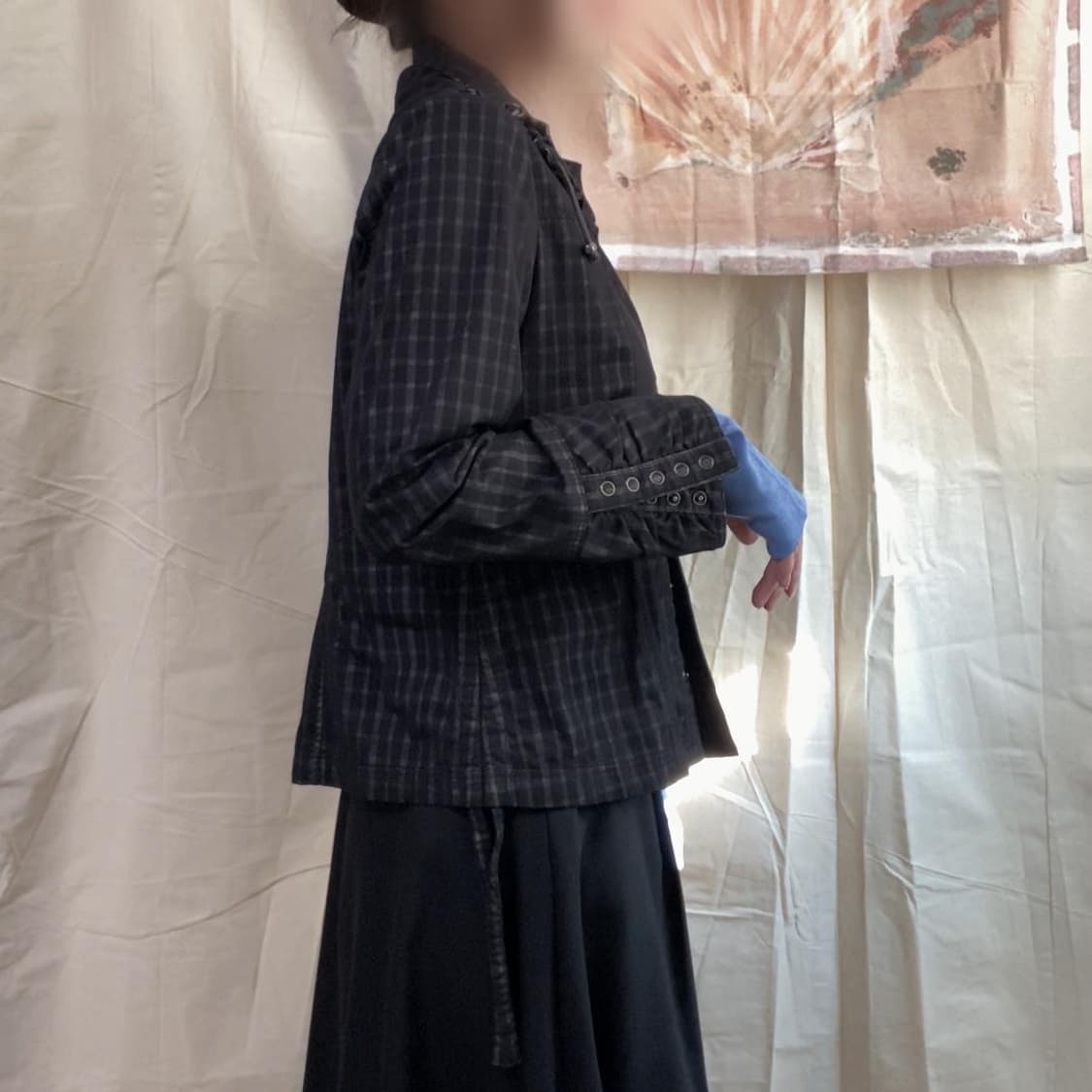 메쉬 레이어드 체크 셔츠 자켓 상품이미지2