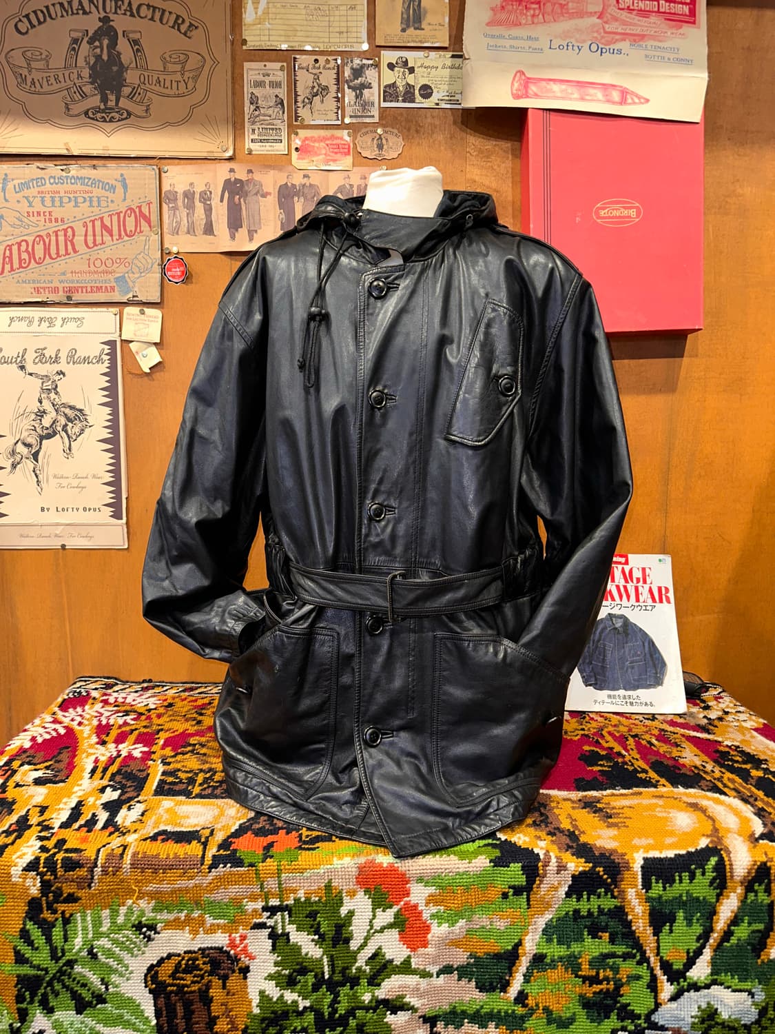 ( 2XL ) 가죽코트 가죽카코트 겨울코트 양가죽자켓 빈티지가죽 상품이미지1