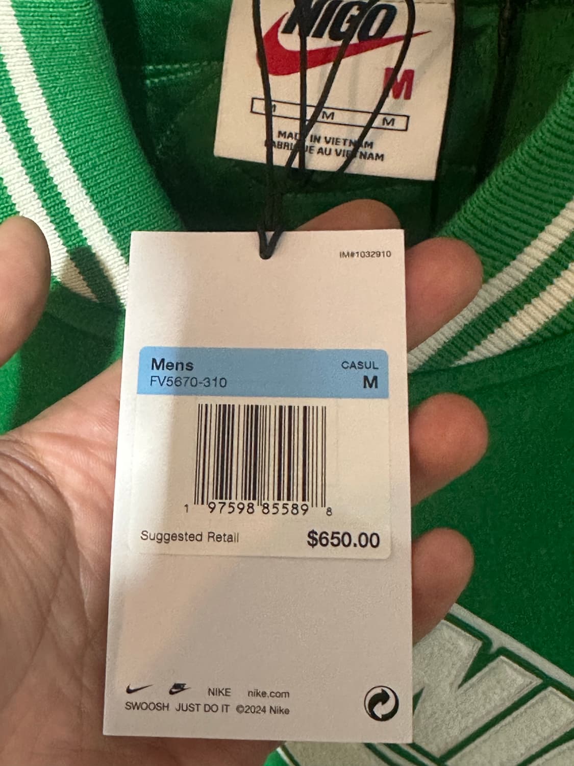 나이키 x 니고 바시티 자켓 그린 새상품 상품이미지5