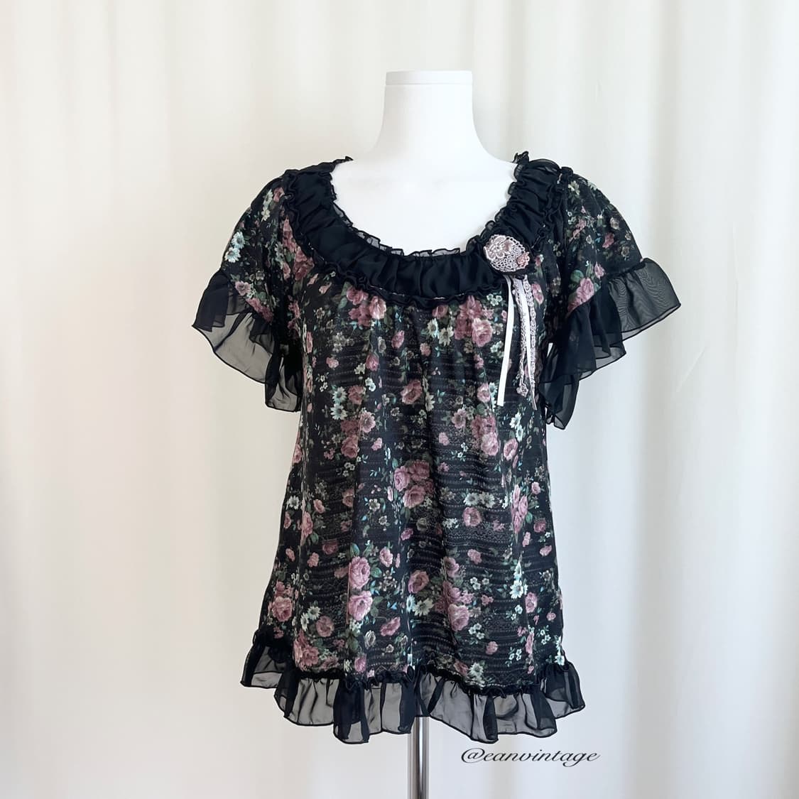 Axes Femme black flower point top 상품이미지4