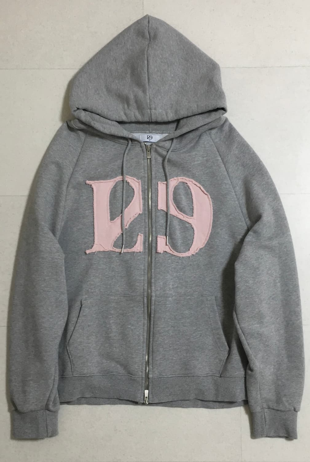 일리고 129 로고 패치 후드 집업 라이트 그레이 M 상품이미지1