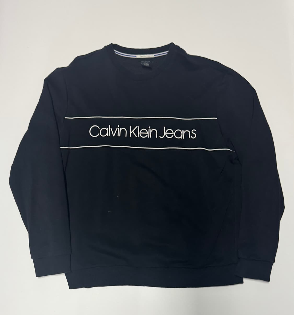 캘빈클라인 스펠로고 오버핏 스웻 기모 맨투맨 XL 블랙 상품이미지1