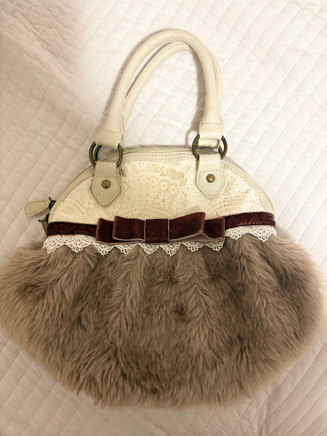 엑시즈팜 라떼갸루 빈티지 퍼 토트백 상품이미지1