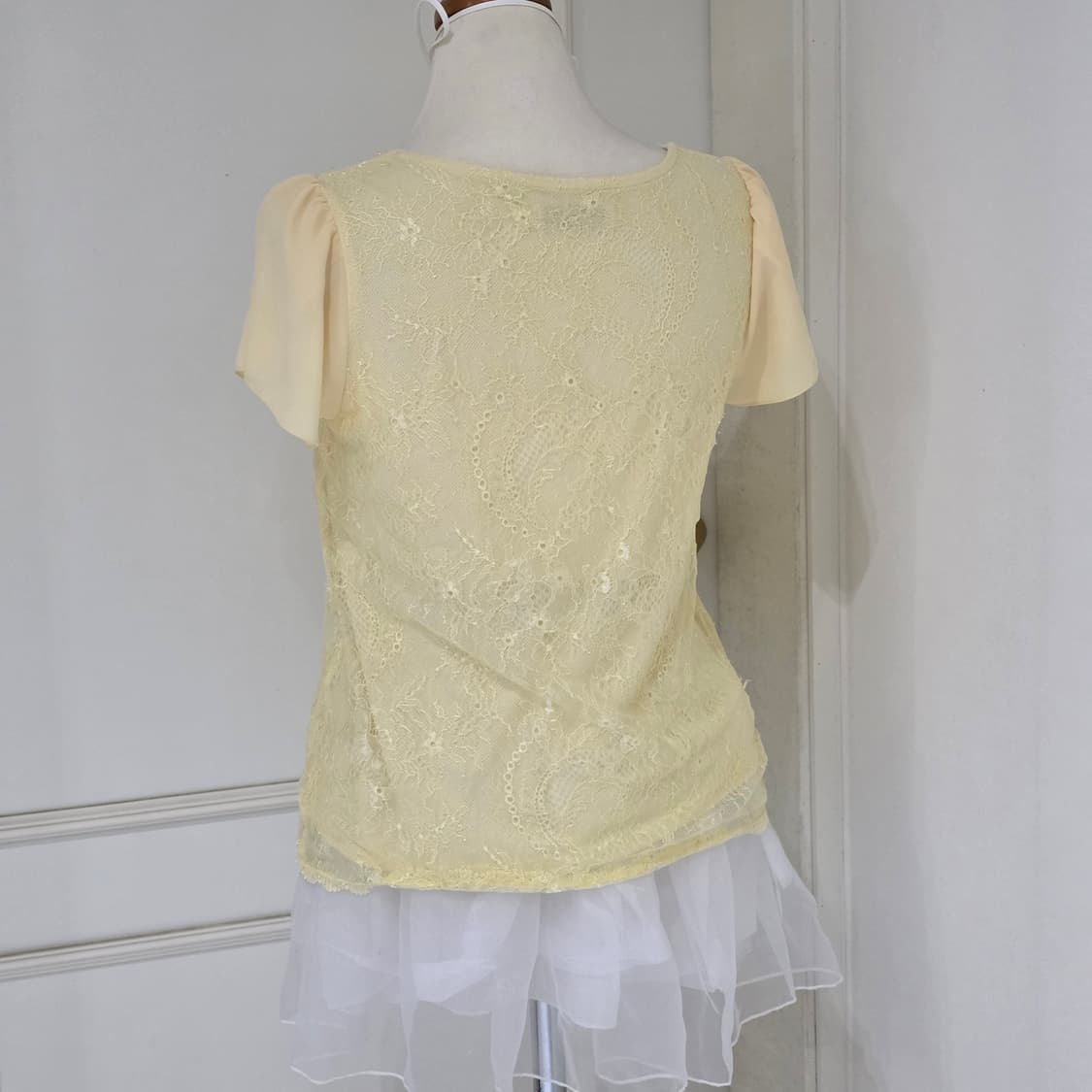 anysis 일본빈티지)로맨틱 레몬하구미모리걸 레이스 프릴 블라우스엑팜깔 상품이미지3