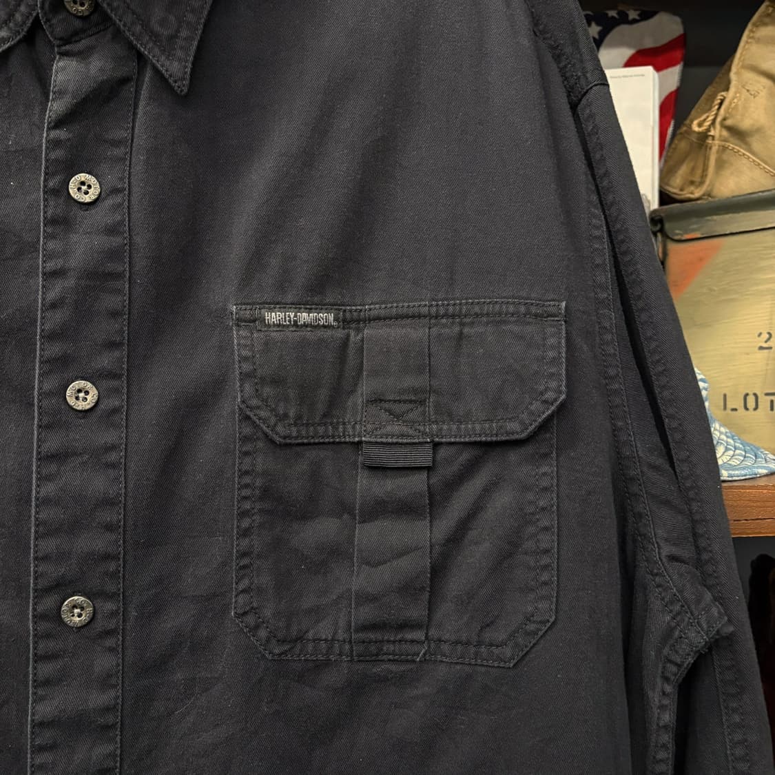 00s 할리데이비슨 유틸포켓 시그니처 이글 프린팅 워크셔츠  N276 상품이미지5