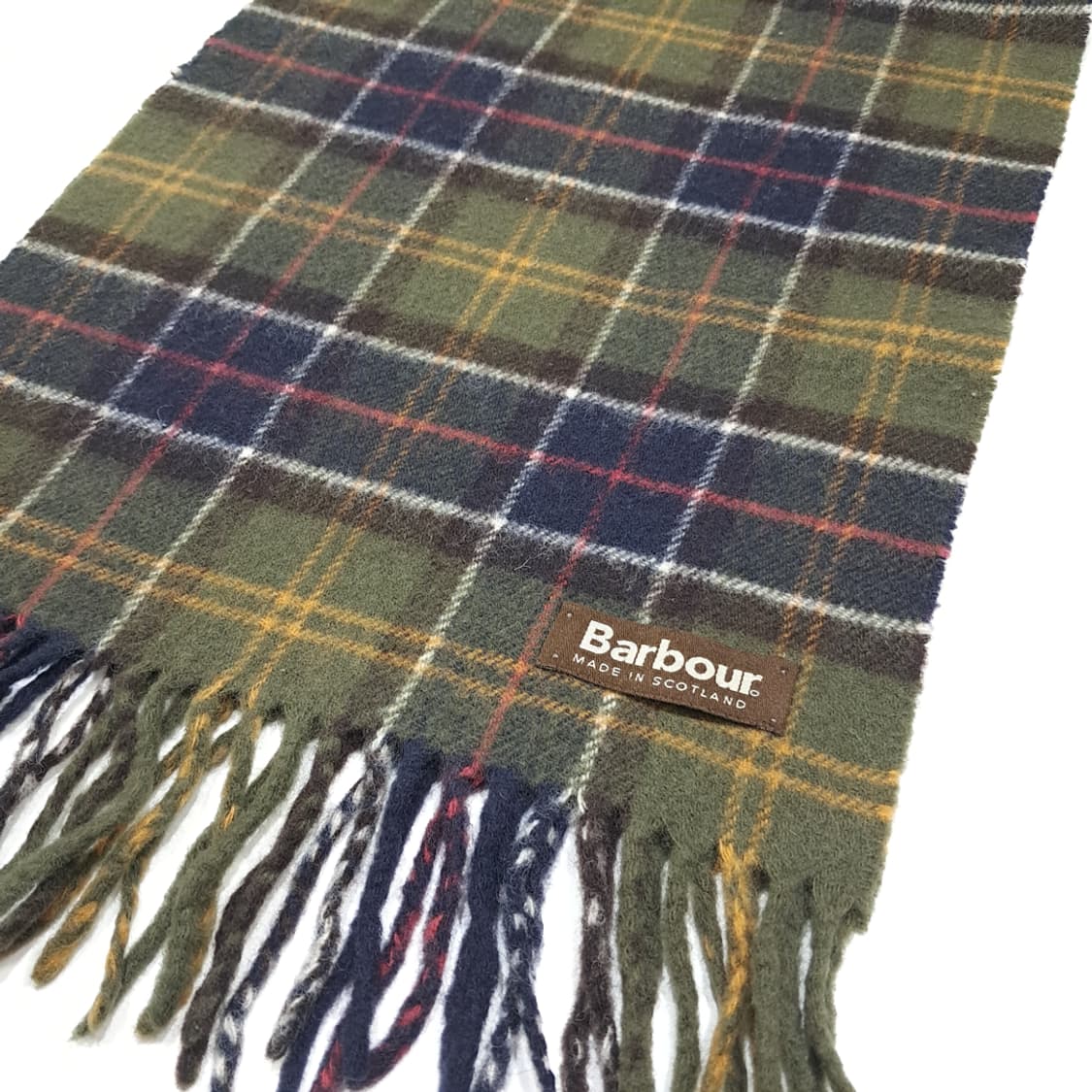 MX533 바버 90s 스코틀랜드판 울 타탄체크 올리브 머플러 목도리 상품이미지3