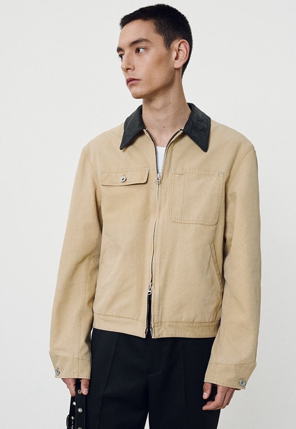 [판매](L)토니웩 레더 카라 워크 자켓 - 페디드 베이지 상품이미지5