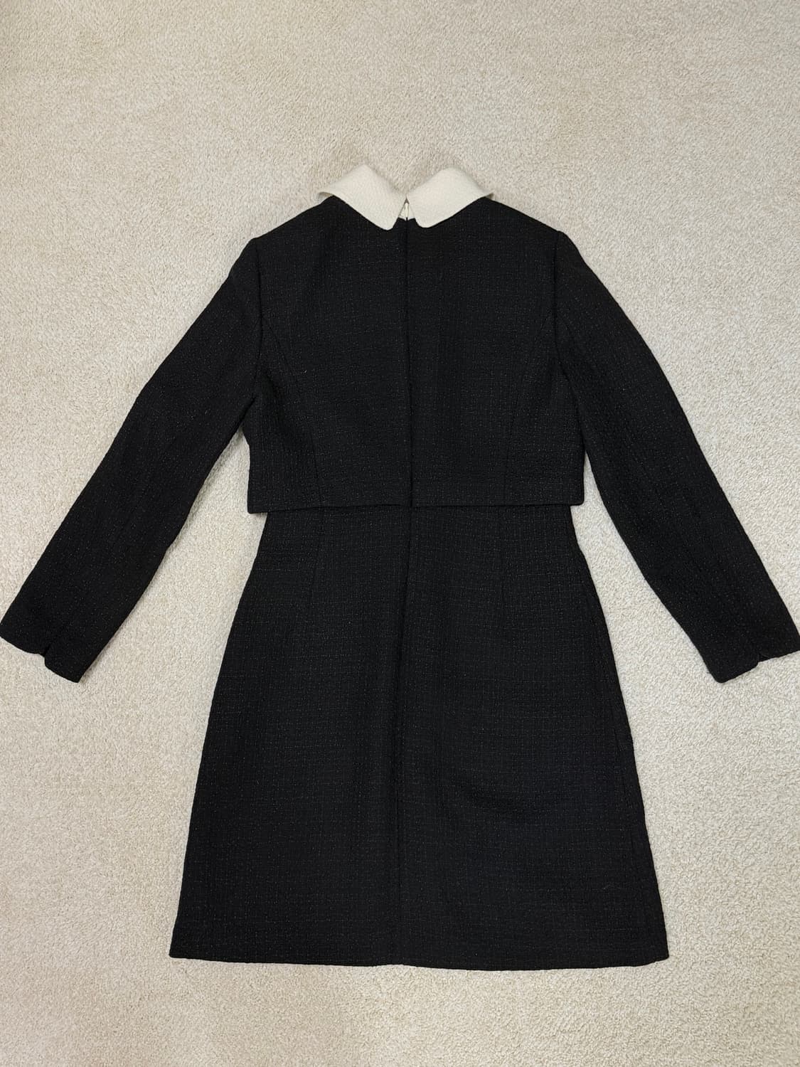 [케네스레이디] 배색 카라 트위드 미니 원피스 (블랙 / 55) 상품이미지5