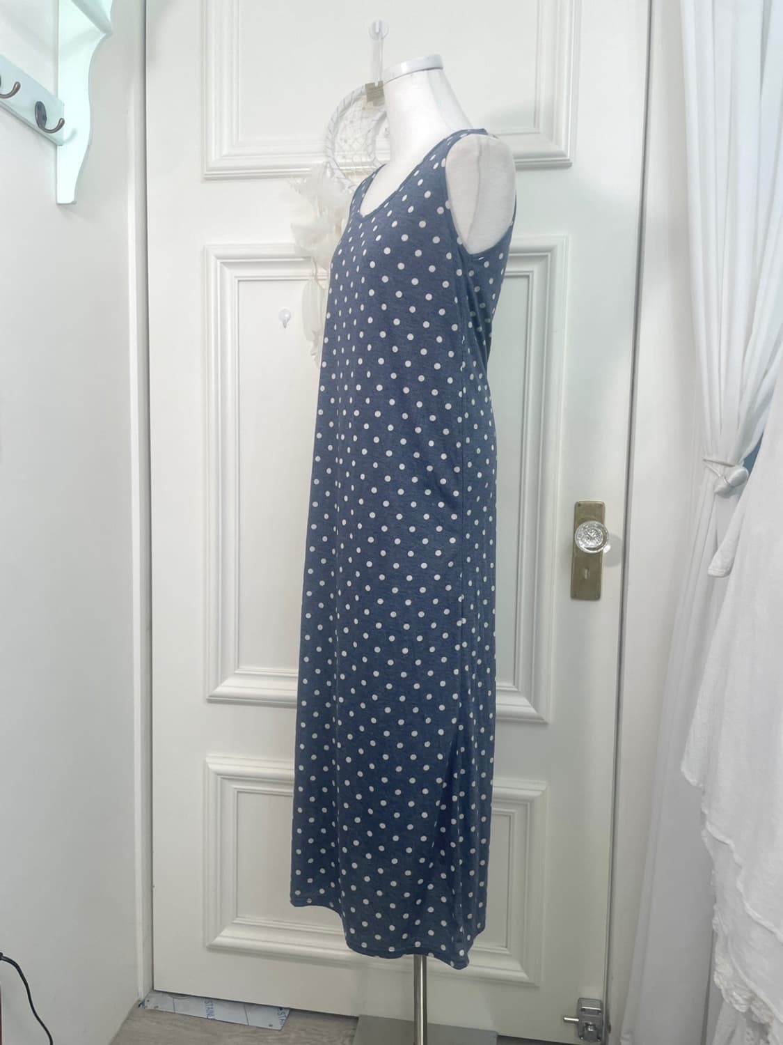 denim mood dot cotton sleeveless long op 상품이미지2