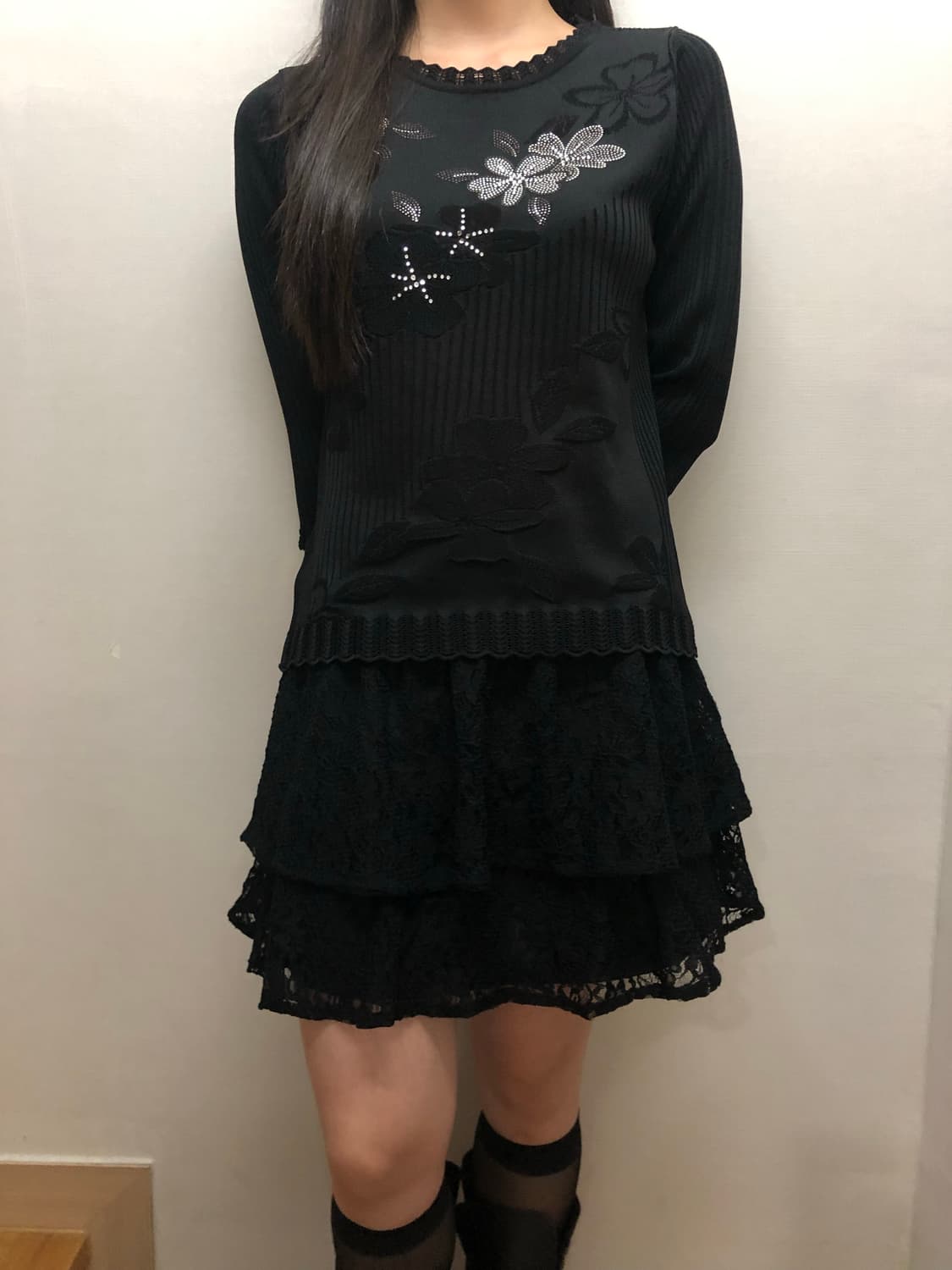 빈티지 블랙 오리엔탈 큐빅 탑 상품이미지3