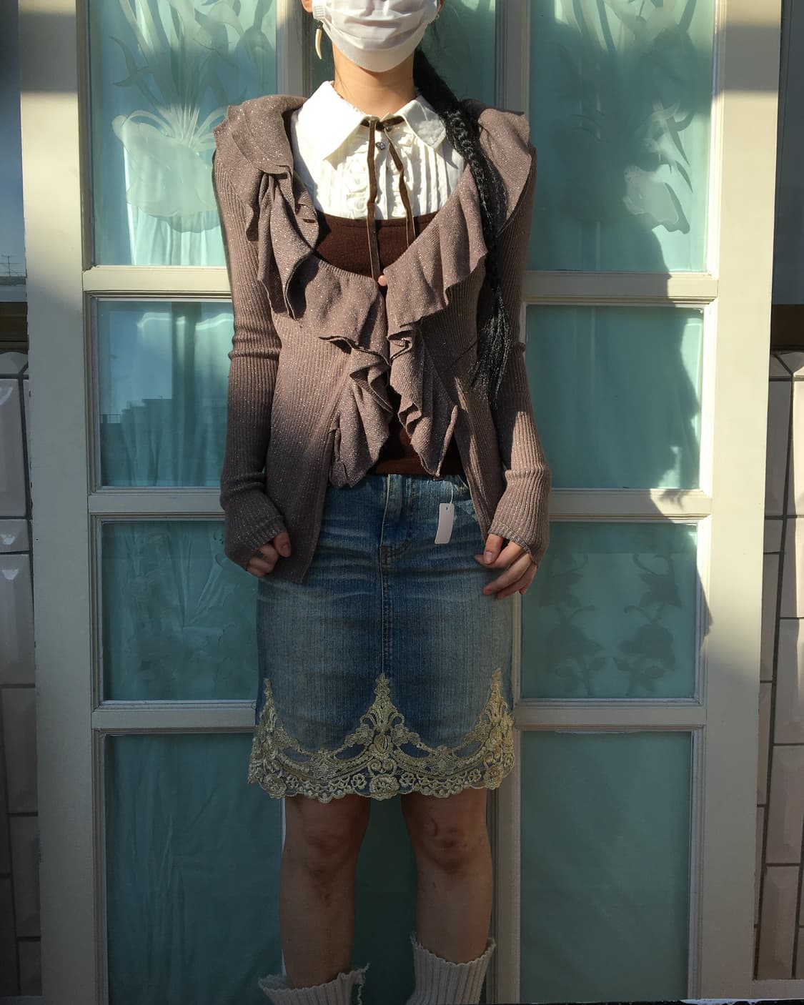 Glitter ruffle knit cardigan 상품이미지1