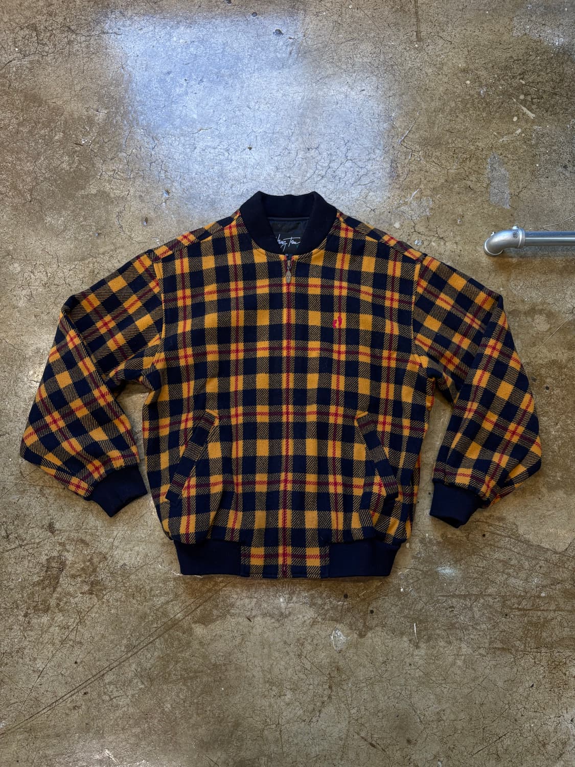 90-00s 서광 행텐 모직 체크 블루종 상품이미지1