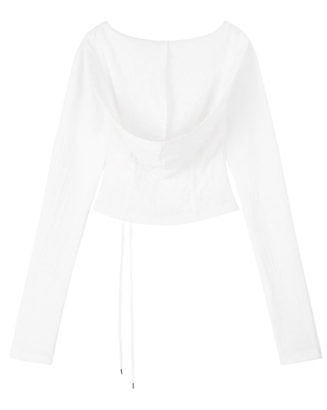 mnem Diamond Neck Corset Hoodie (white) 상품이미지3