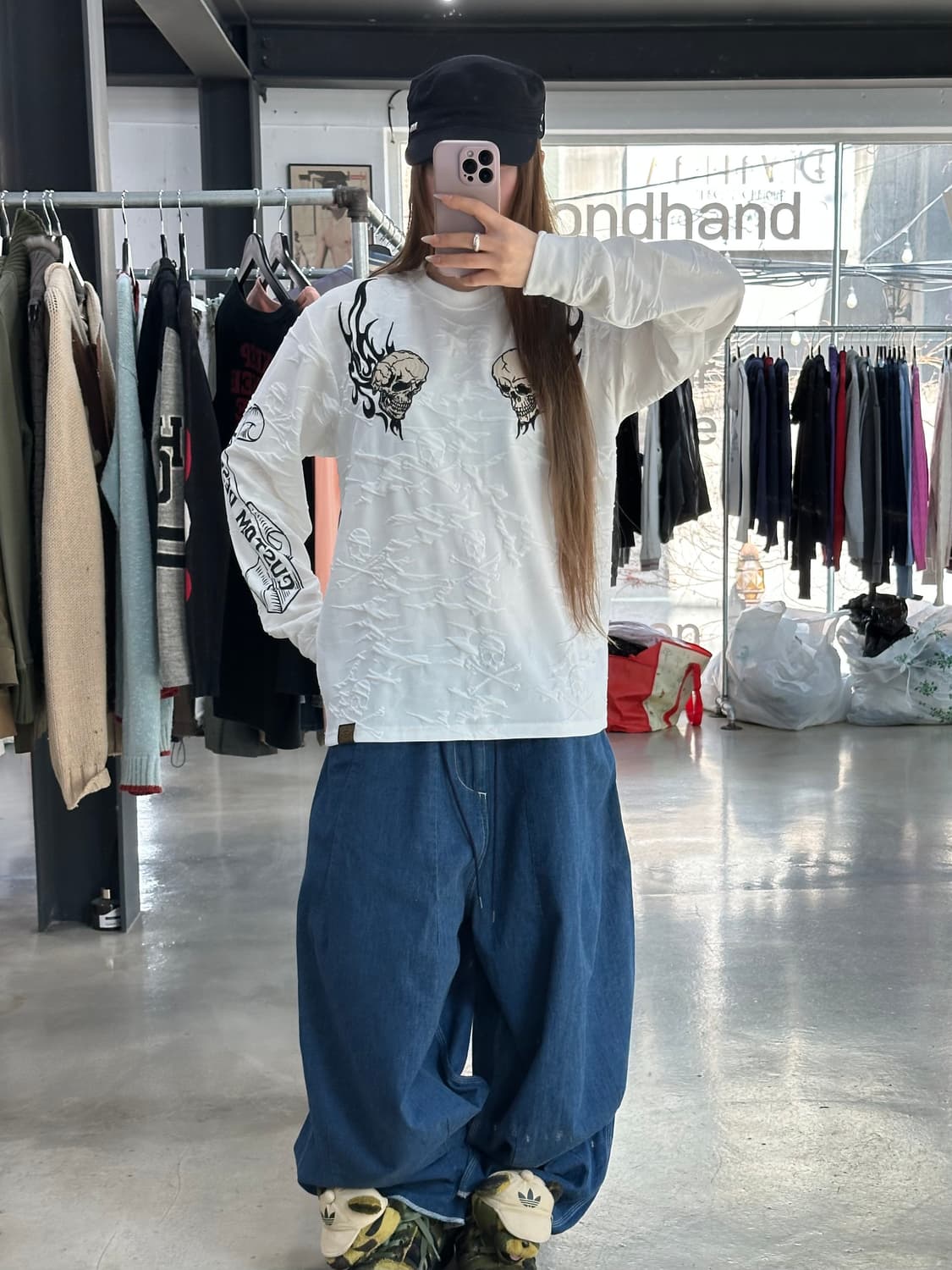 벤슨 Boston Mass 엠보 스컬자수 롱슬리브 긴팔티 상품이미지3