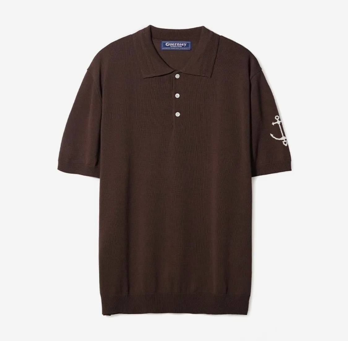 (XL) 건지울른스 코튼 반팔 카라 니트 브라운 상품이미지1