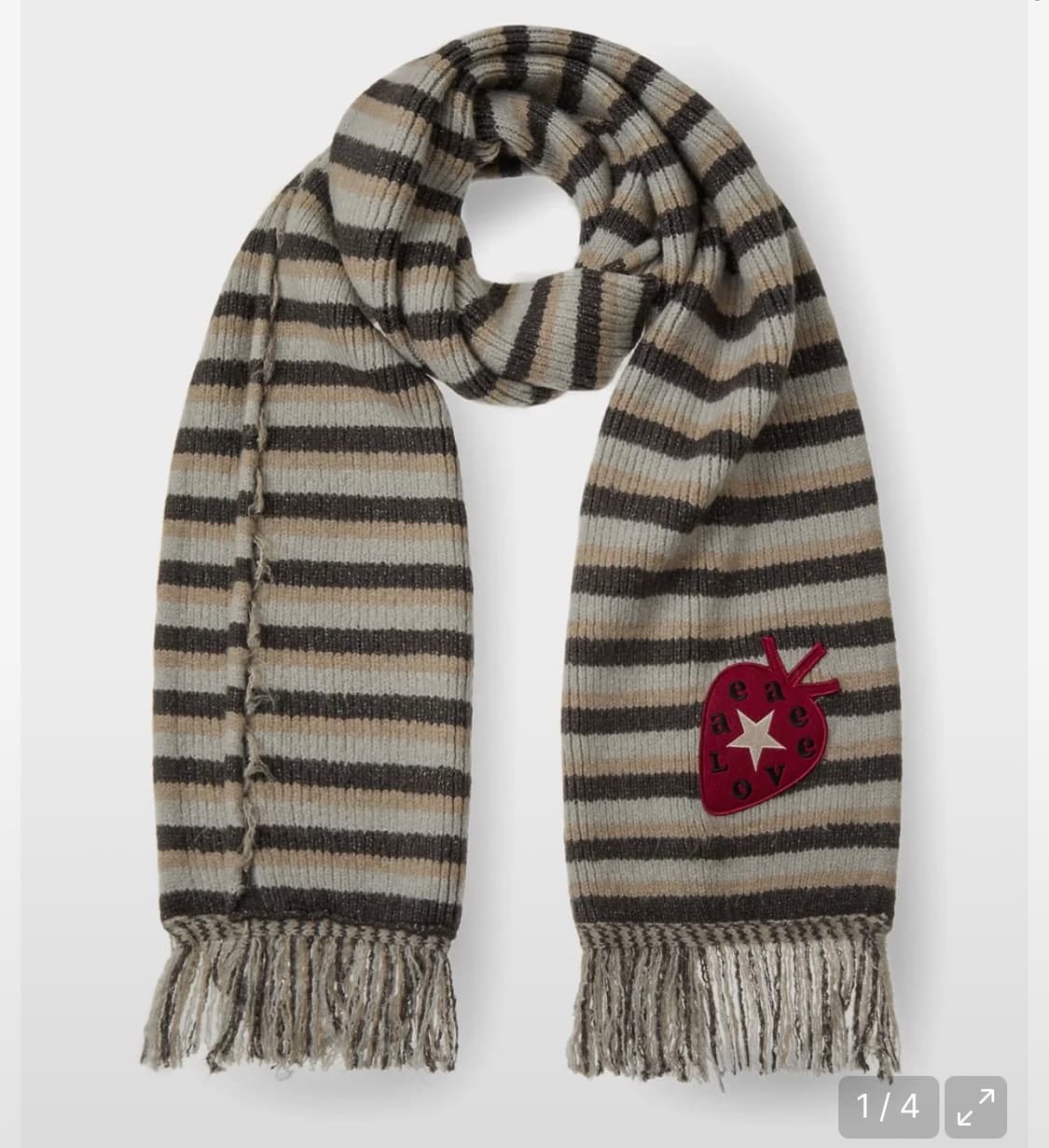 Aeae 스트로베리 딸기 스트라이프 브라운 목도리 머플러 상품이미지1