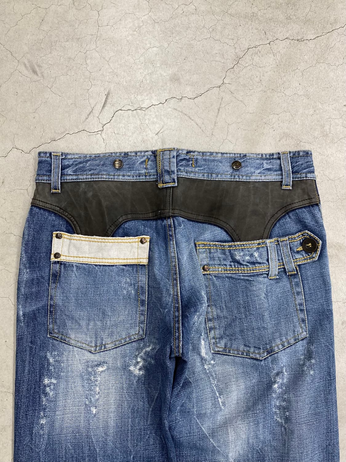 저스트 카발리 레더 데님 팬츠 상품이미지6