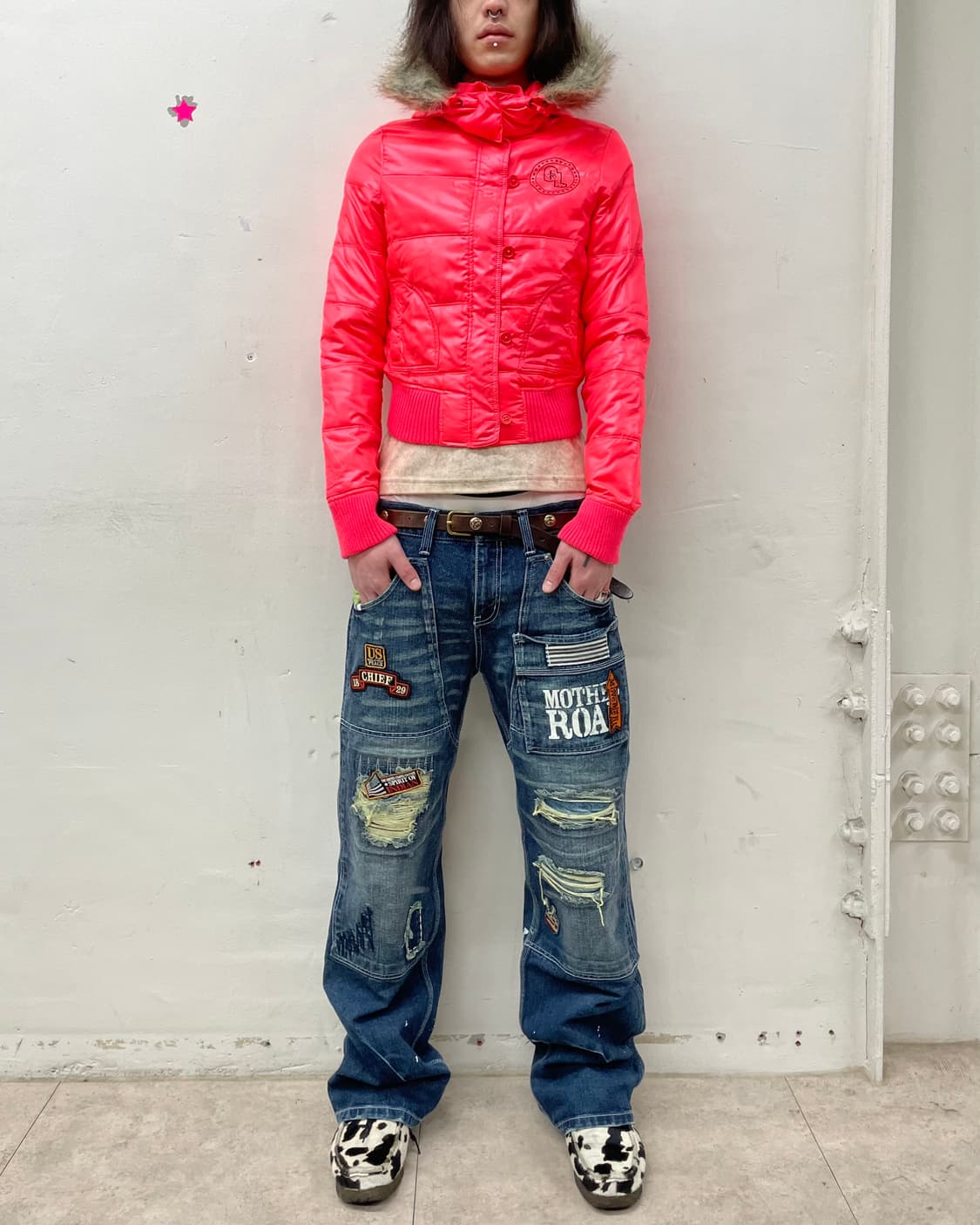 Light pink retro cropped padded jacket  상품이미지5