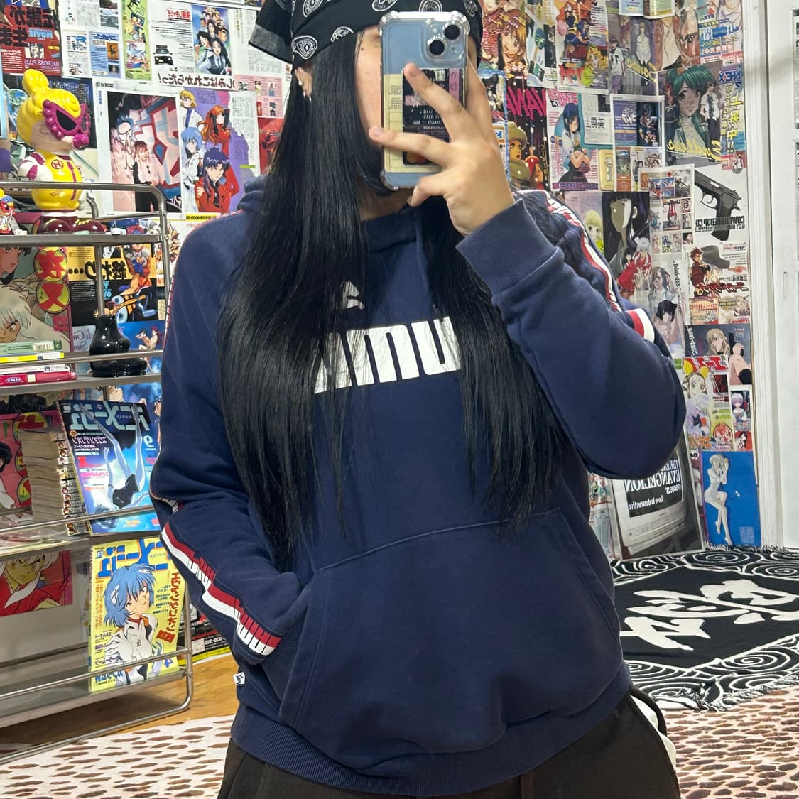 퓨마 네이비 사이드 트랙 라인 후드티 상품이미지2