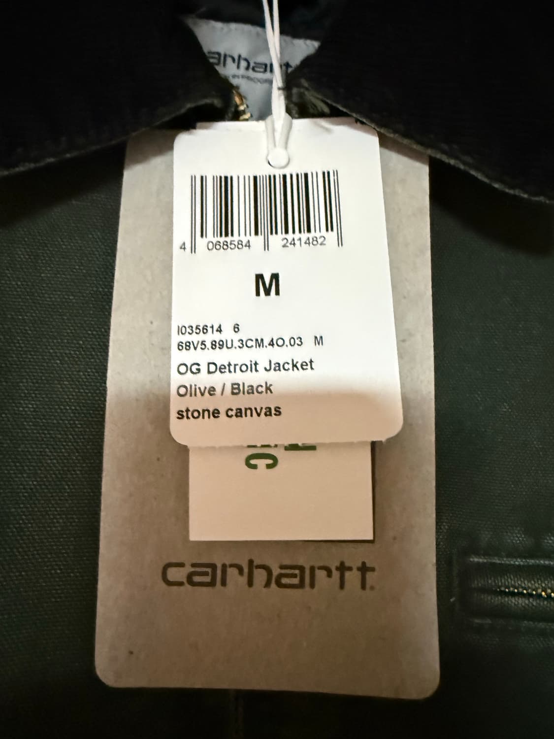 칼하트 WIP OG 디트로이트 자켓 올리브 블랙 스톤 캔버스 - 윈터 상품이미지2