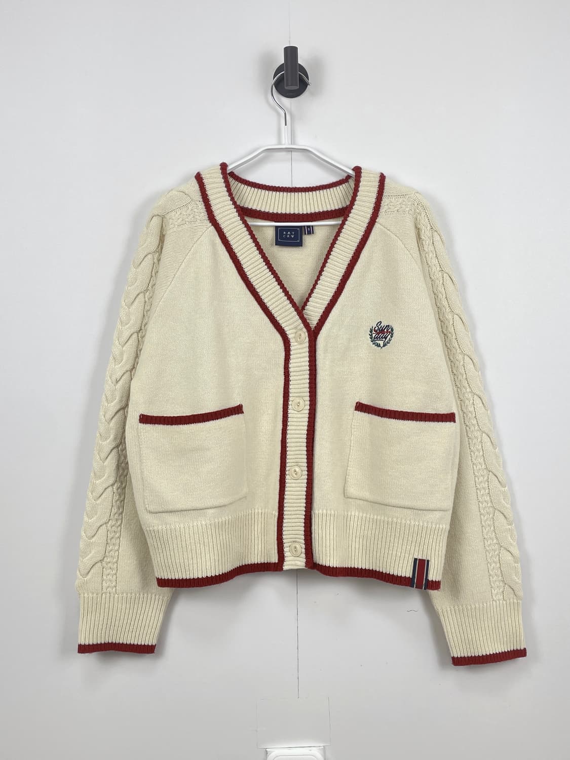 로맨틱크라운 케이블 배색 가디건 상품이미지2