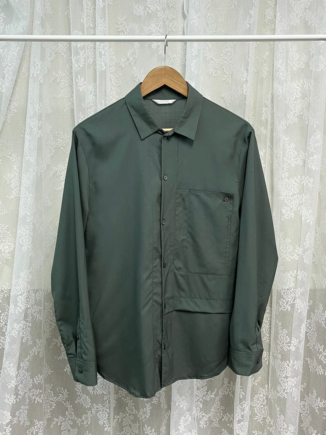 100) 한섬 타임 옴므 셔츠 그린 상품이미지1
