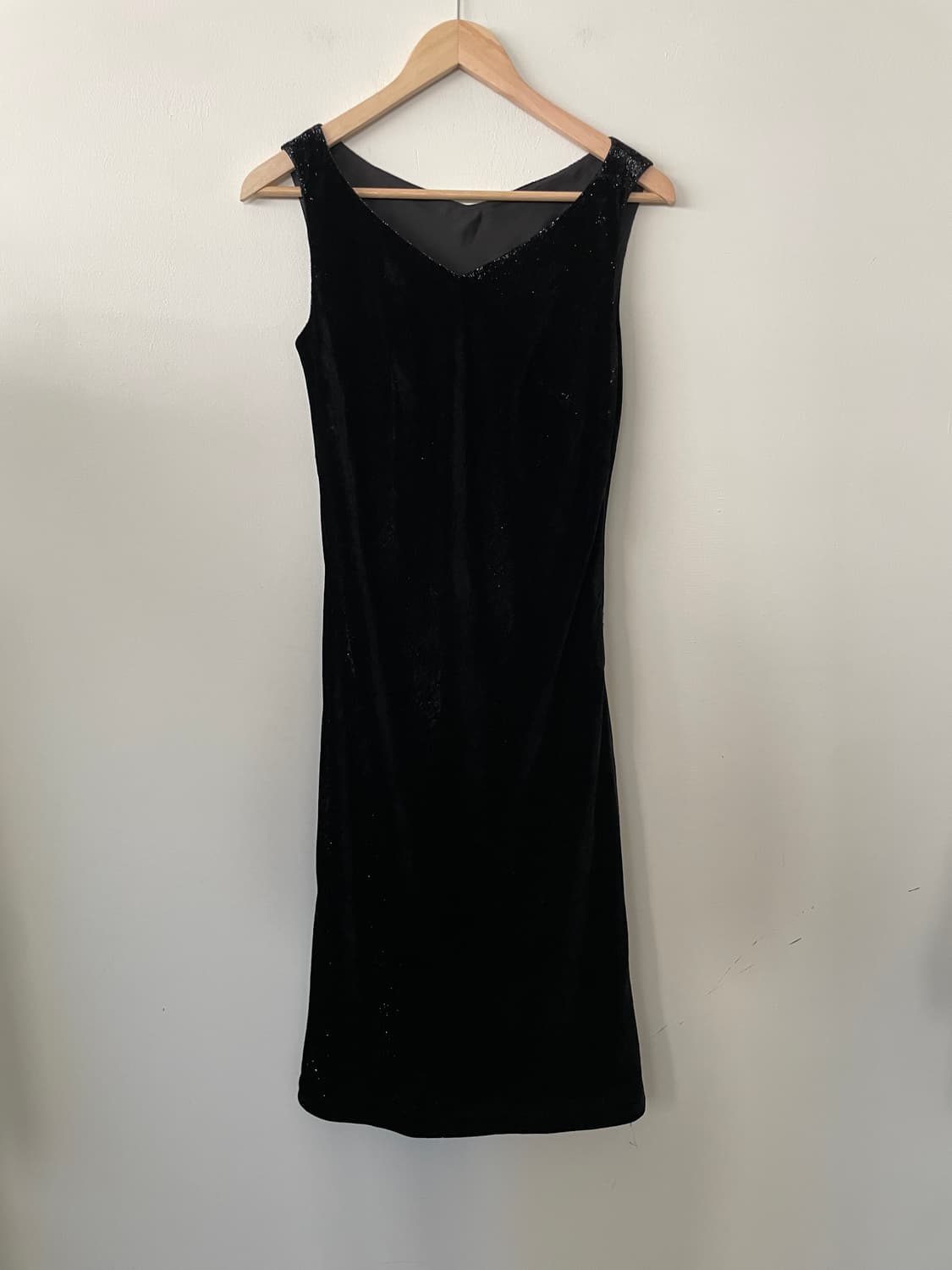 black silver pearl v-neck velvet dress 상품이미지2