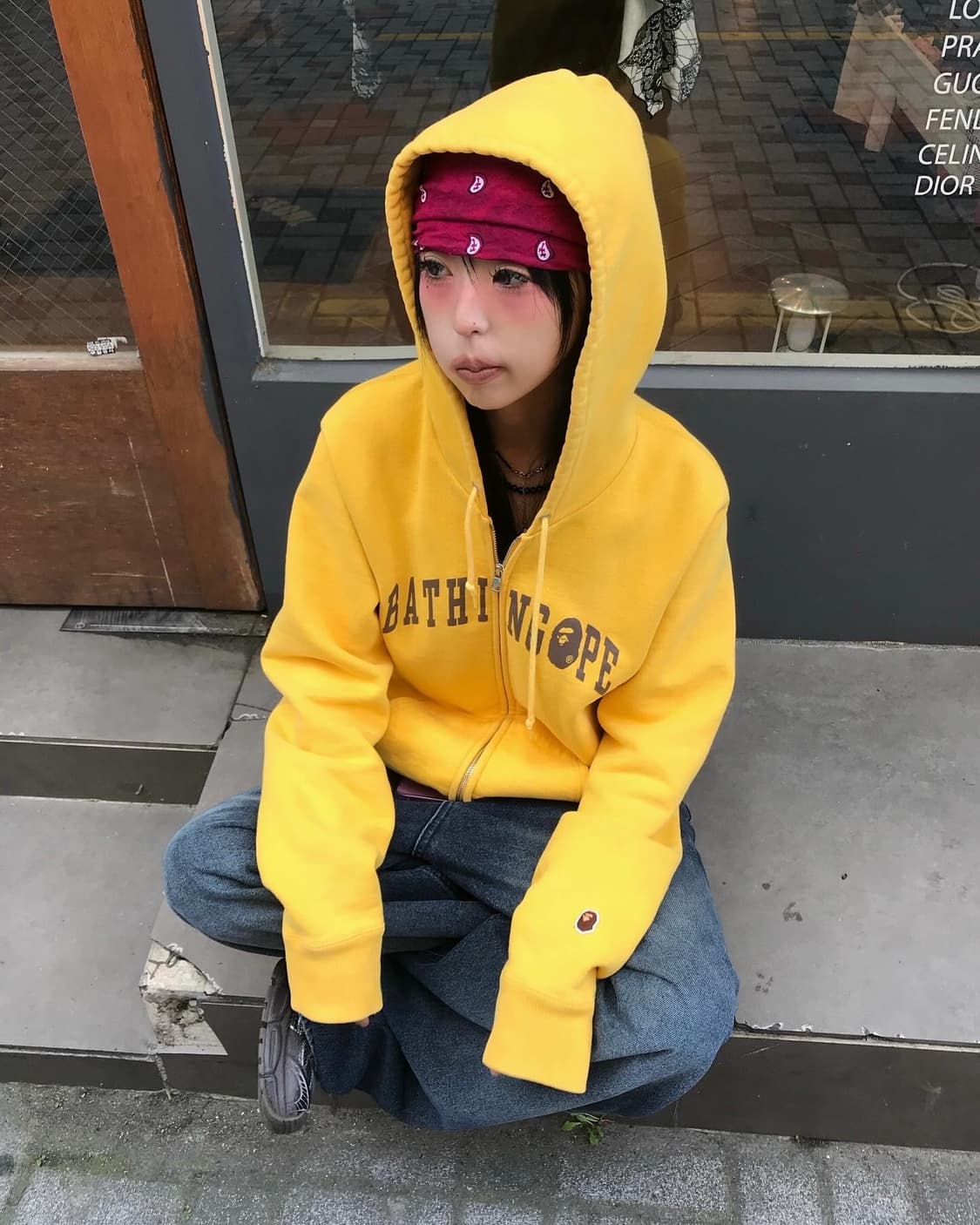 Bape Brown Logo Two-way Hood Zip-Up 상품이미지1