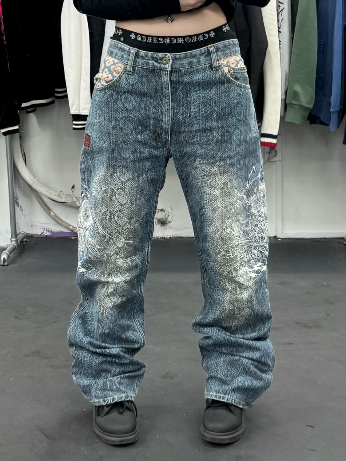 카라쿠리 타마시 오리엔탈 뱀피 데님팬츠 상품이미지2